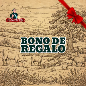 Bono de regalo Papá Pacho para quesos artesanales de finca, impreso en sobre